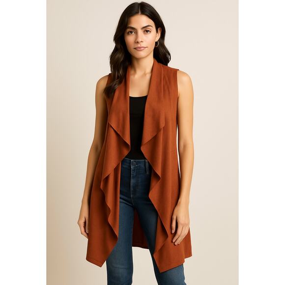 Paparazzi Copper Waterfall Drape Vest Small Sleeveless Open Front NWT - Picture 1 of 14